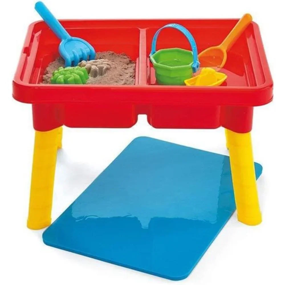 Kids Sensory Table with Lid Mega Block Compatible Lid, Red